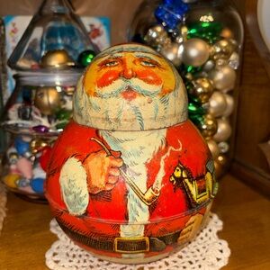 Festive Santa Claus Holiday Decor with Red and Cream Accents